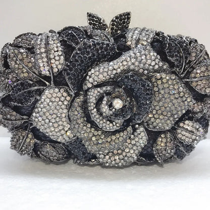 Green Pink Multicolored Rose Crystal Women Evening Clutches Bags Diamond Wedding Cocktail Party Purse And Stone Handbag