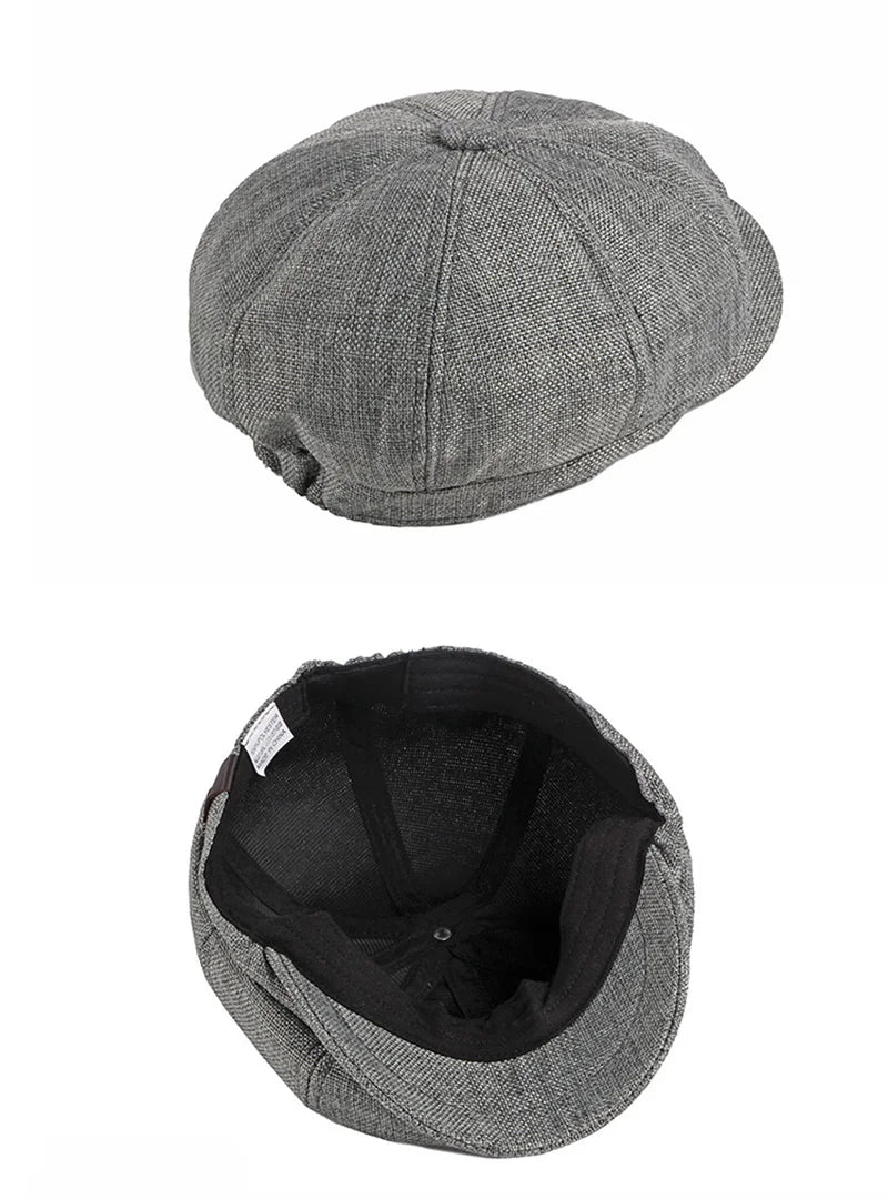 NEW Newsboy Cap Men Spring Summer Octagonal Hat For Male British Herringbone Flat Caps Retro Eight Blade Hats Breathable