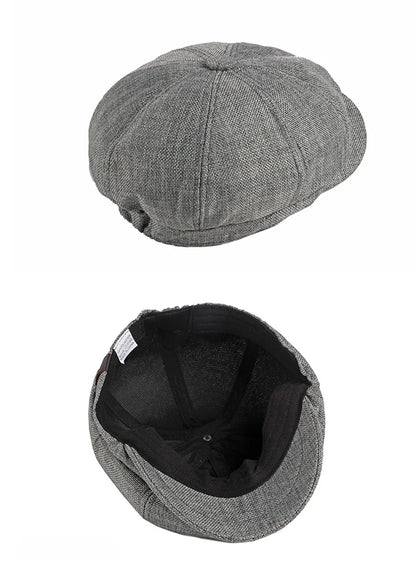 NEW Newsboy Cap Men Spring Summer Octagonal Hat For Male British Herringbone Flat Caps Retro Eight Blade Hats Breathable