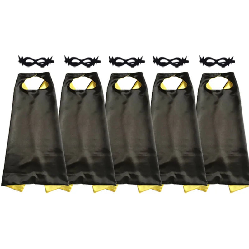 Superhero Capes with Mask REVERSIBLE Two Colored Child Cape Birthday Party Favor Satin Solid Capes Boys Girls Satin Capes