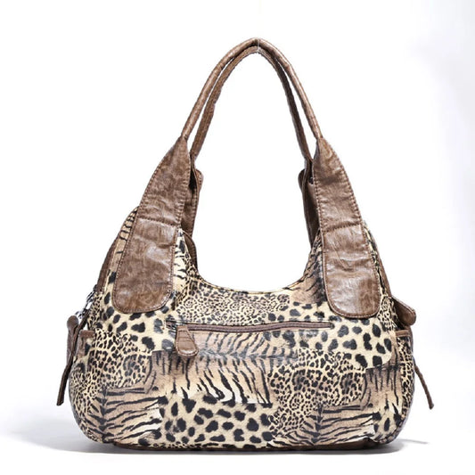 Vintage Bag Women Handbags Brown Leopard Shoulder Bag Top-handle Handbag Fashion Satchel Dumpling Shoulder Bag Tote Hobos