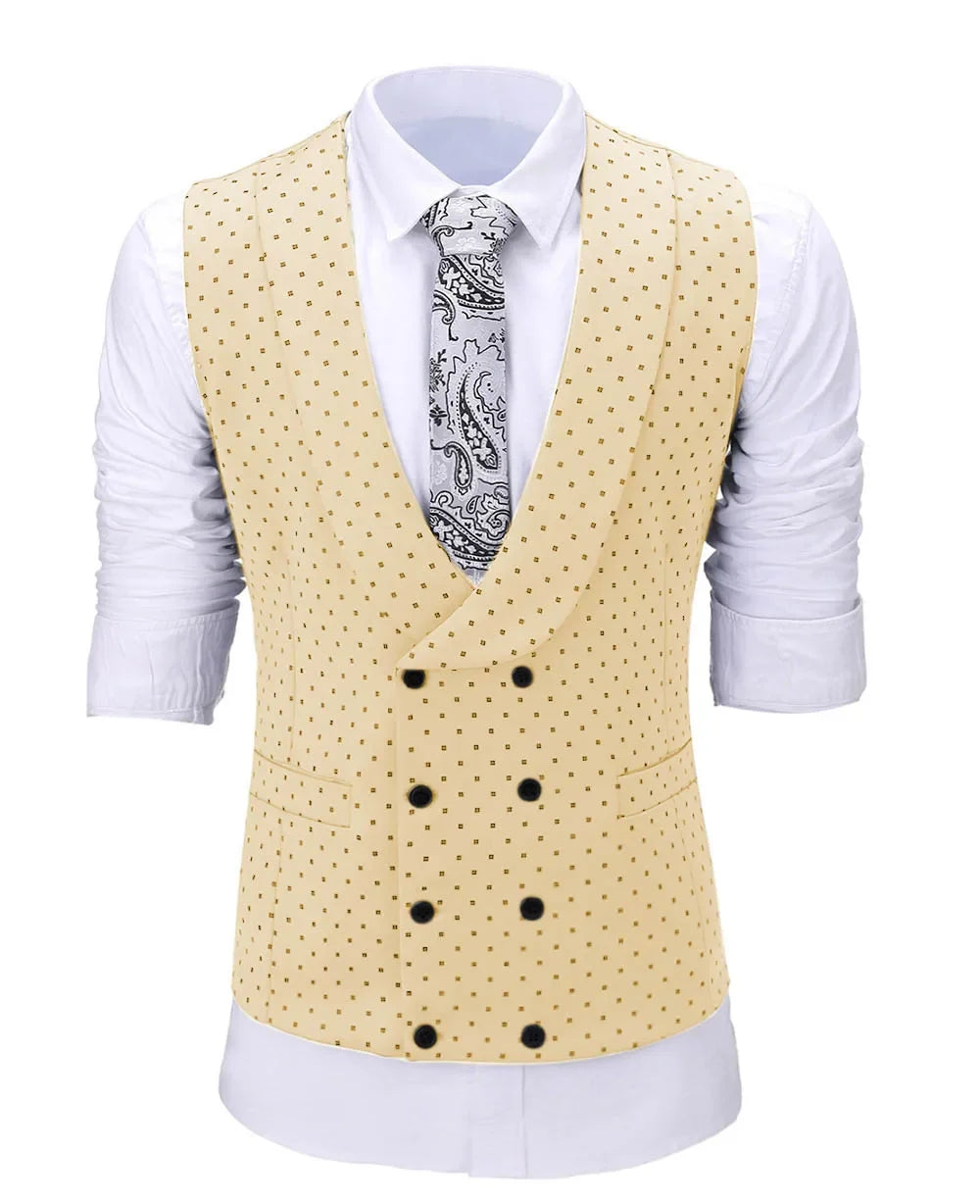 Men's Suit Formal Neck Square wave point leisure  Casual Waistcoat Formal Business Grey Navy Vest Groomman For Wedding Evening