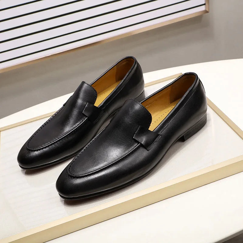 Designer Fashion Mens Loafers Leather Handmade Black Brown Casual Business Dress Shoes Party Wedding Men's Footwear