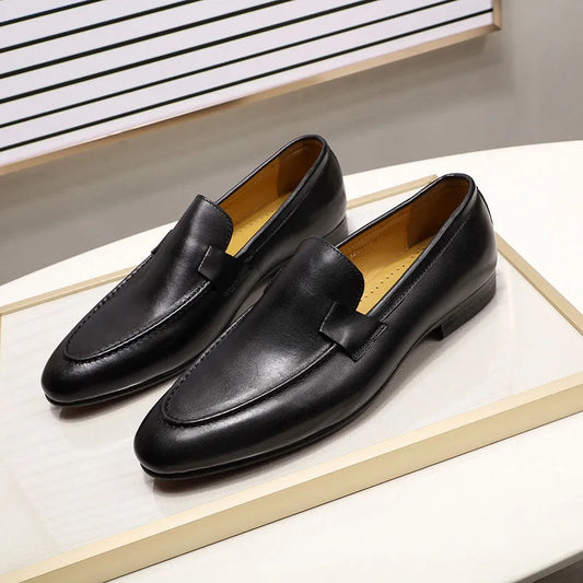 Designer Fashion Mens Loafers Leather Handmade Black Brown Casual Business Dress Shoes Party Wedding Men's Footwear