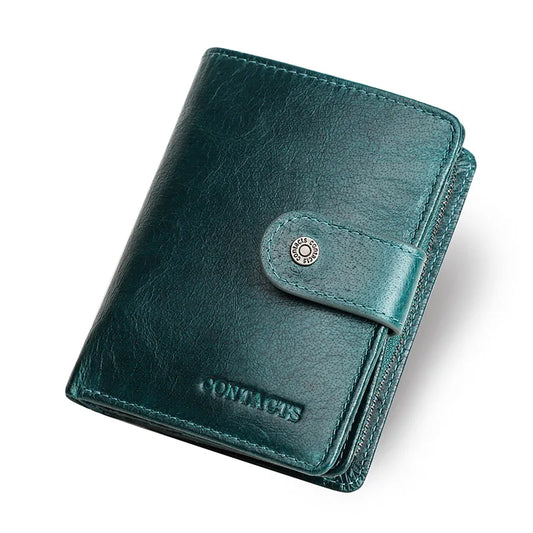 Portefeuille Vintage Homme en Cuir Véritable RFID avec Porte-Monnaie Petits Portefeuilles Courts Portefeuille Zippé avec Porte-Cartes Bourse Homme