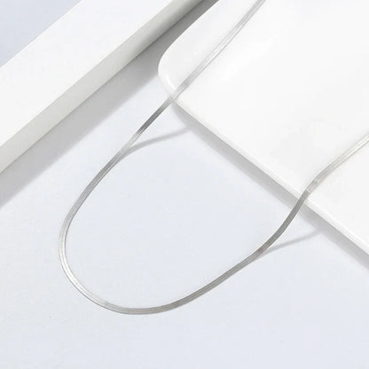 925 Sterling Silver 3mm Gold Flexible Flat Chain Herringbone Snake Chain Necklace for Women Neck Chain Jewelry SC35