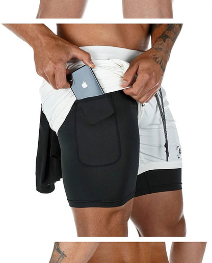 Men's Summer Quick Dry Running 2 in 1 Shorts Sports Jogger Short Pants Male Gym Fitness Training Sweatpants Plus Size M-5XL