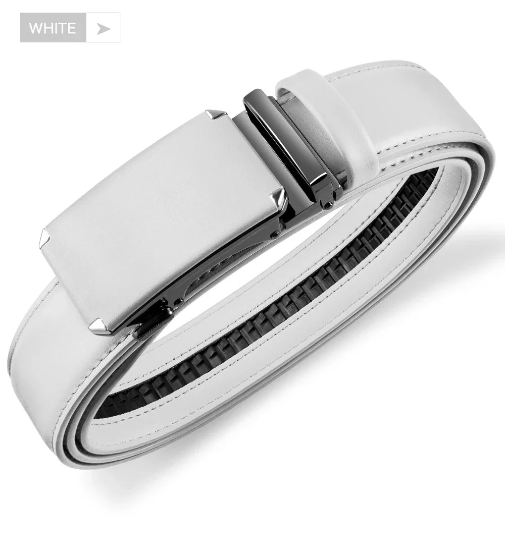 Men Belts Metal Automatic Buckle Brand High Quality Leather Belts for Men Famous Brand Luxury Work Business Strap