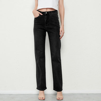 New Stretch Straight High Waist Jeans Women Vintage Baggy Full Length Long Denim Trousers Streetwear 2021 Jeans