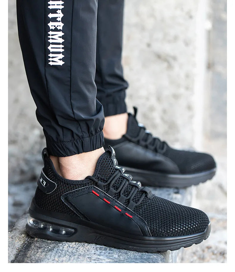 Work Shoes Hollow Breathable Steel Toe Boots Lightweight Safety Work Shoes Anti-slippery For Men Women Male Work Sneaker
