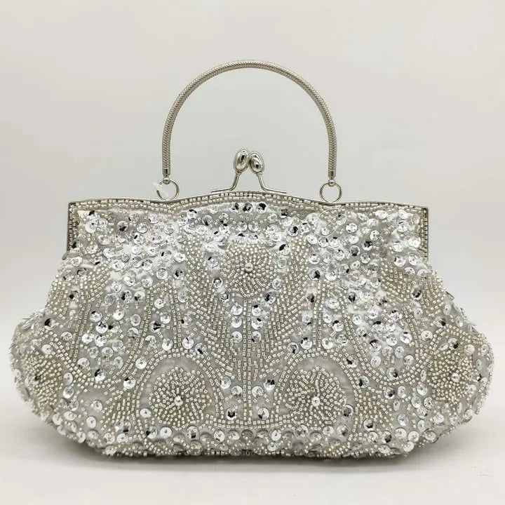 Elegant Frame Women Formal Beaded Evening Purses and Handbags Bridal Sequins Clutch Bag Cocktail Party Bag