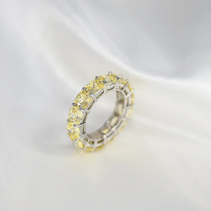 100% 925 Sterling Silver Sparkling 1 Row Full 5*5mm High Carbon Diamond Finger Rings For Women Wedding Party Fine Jewelry