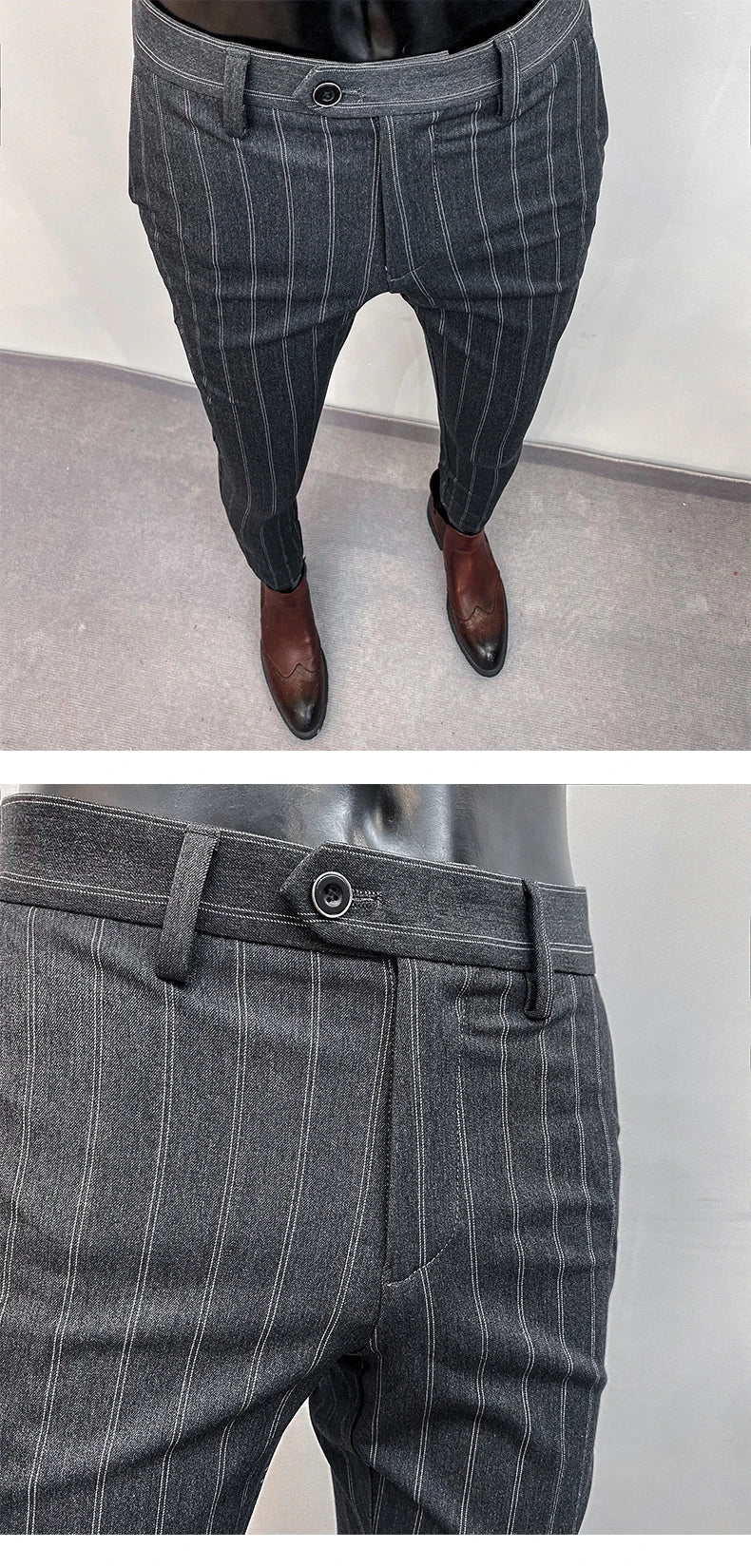 Men Suit Pants Formal Trousers Pantalone Hombre Stretch Slim Solid Color Casual Dress Full Length Pants Fashion New Men Clothing
