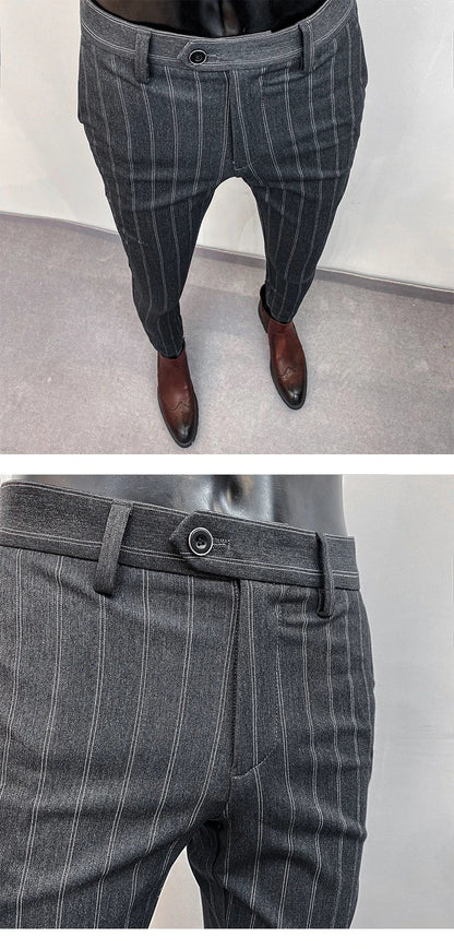 Men Suit Pants Formal Trousers Pantalone Hombre Stretch Slim Solid Color Casual Dress Full Length Pants Fashion New Men Clothing