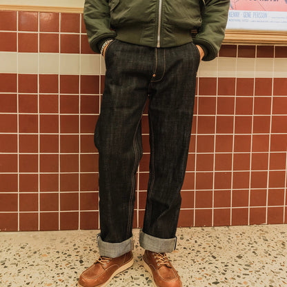 Heavy Weight 18oz Indigo Selvage Unwashed Pants Unsanforised Thick High Waist Raw Denim Jean