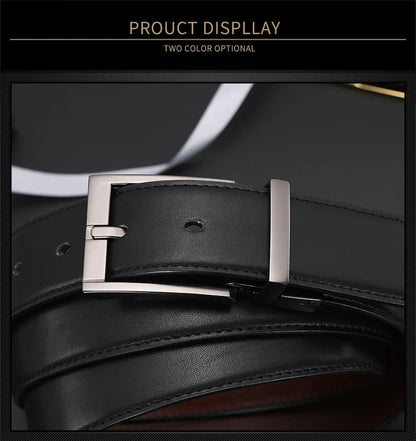 Business Dress Belts for Men Genuine Leather Belt Reversible Buckle Brown and Black Belt HQ110