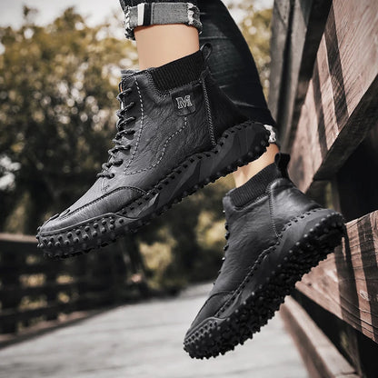 Winter Warm Men's Casual Shoes Fashion Men's Leather Boots Comfortable Men's Ankle Boots Outdoor High Quality Hiking Boots Men