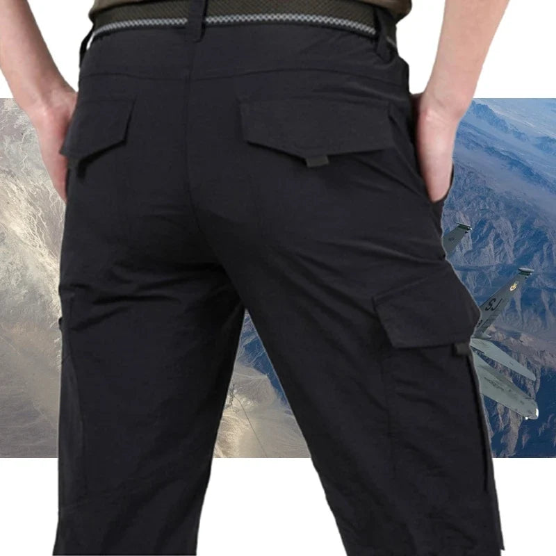 2024 Men's Tactical Casual Pants Thin Breathable Summer Casual Long Trouser Male Slim Waterproof Quick Dry Pocket Cargo Pants