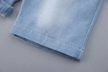 New Summer Baby Boys Denim Clothing Children Casual Short Sleeve Shirt Shorts 2Pcs/Set Kids Sportswear Toddler Fashion Wear