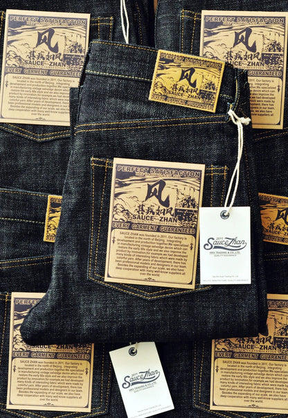308XX-BO-Wind Jeans for Men Furinkazan Selvedge raw denim Jeans Mens Jeans 66 MODE Fit 16.8 OZ Silver-plated Buttons