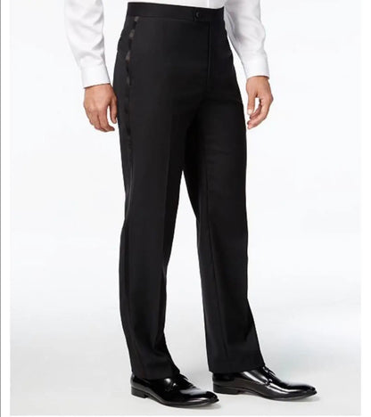 Custom Made Black/White Pants Straight-Fit Trousers Mens/Bridegroom/Best Man Wedding/Evening Plain Front Pant KZ11