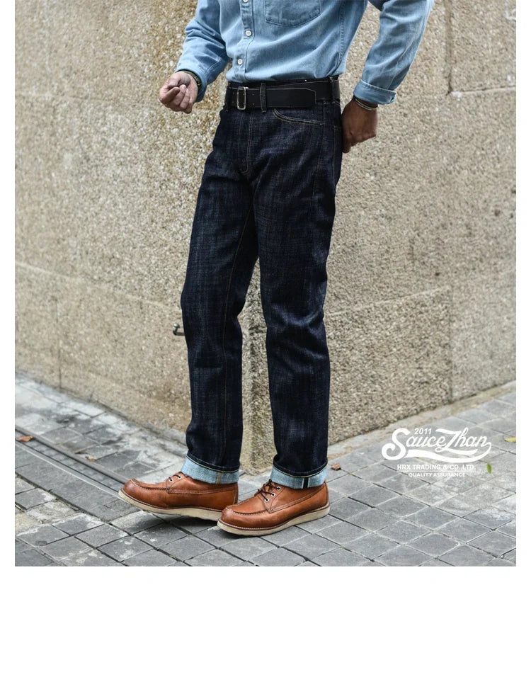 308XX-BO-Wind Jeans for Men Furinkazan Selvedge raw denim Jeans Mens Jeans 66 MODE Fit 16.8 OZ Silver-plated Buttons