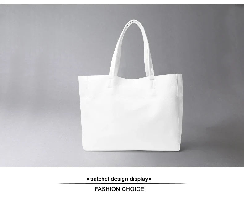 2023 New Women Deluxe Cowhide Genuine Leather Totes Handbag Lady Simple Soft Satchels Bag High Capacity Waterproof Shopping Bags
