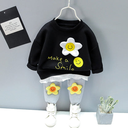 New Spring Toddler Clothing Cotton Suit Children Girls Girls Cartoon T-shirt Sports Pants 2Pcs/set Kids Clothes Baby Tracksuits