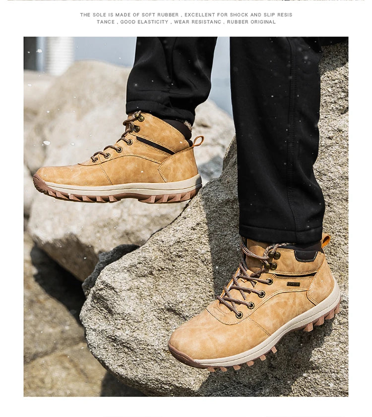 Winter Waterproof Men Boots Plush Super Warm Snow Boots for Men Sneakers Big Size 48 Men Ankle Boots Outdoor Shoes Botas Hombre