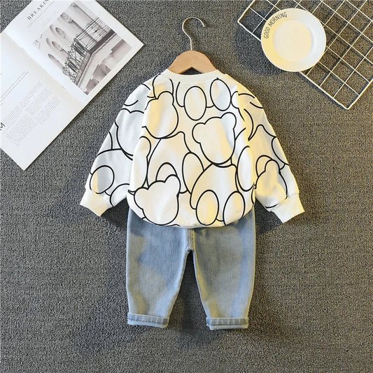 New Spring Autumn Baby Girl Clothes Children Boys Fashion Cartoon T-Shirt Pants 2Pcs/Sets Toddler Sports Costume Kids Tracksuits