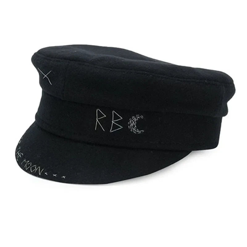 New Winter Women Hats Newsboy Caps Flat letter Militray Caps British Vintage Visor cap