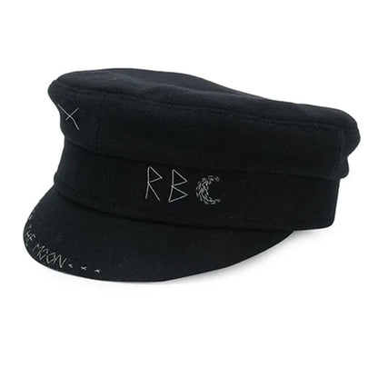 New Winter Women Hats Newsboy Caps Flat letter Militray Caps British Vintage Visor cap