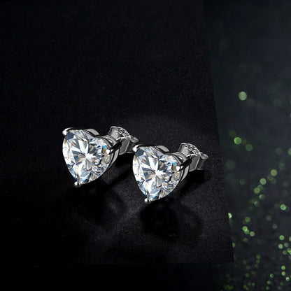 Heart Moissanite Diamond Earrings 925 Sterling Silver Jewellery Statement Stud Earrings For Women Fine Jewelry