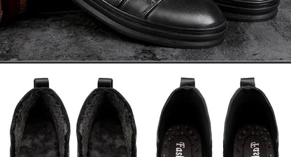 Winter Genuine Leather Boots Men Ankle Casual High Top Skateboarding Shoes Cow Leather Big Size 47 48