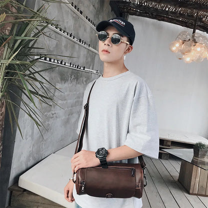 Luxury Retro Barrel Shaped Shoulder Bags Men Crossbody Bag Fashion Design Messenger Bag Mens Crossbody Shoulder Bag Male 2021