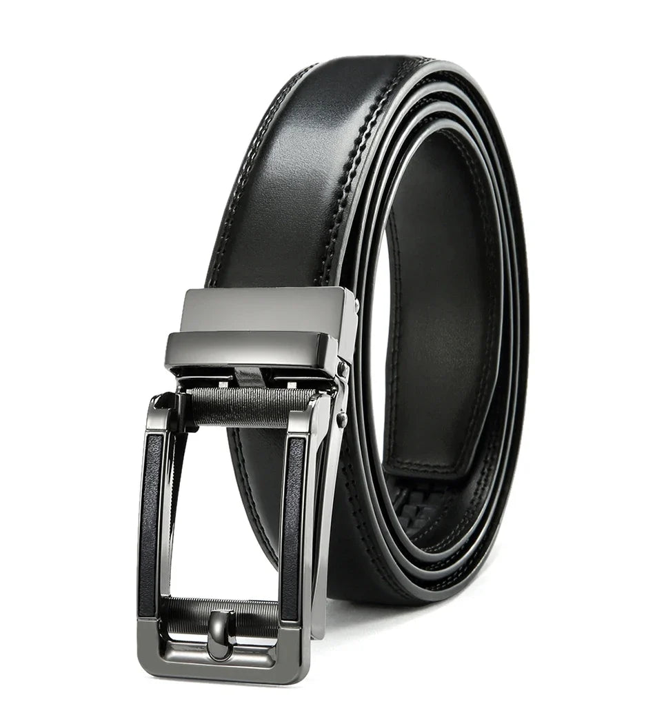 Multicolor Genuine Leather Men's Belts Fashion Business Automatic Buckle Straps Ratchet Cow Leather Waistband 3.5cm Width