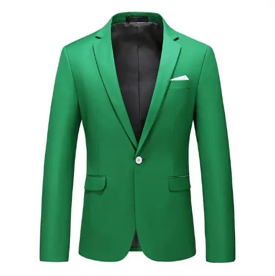Bright Green Single Button Men's Blazer, Asian Size Slim Suit Jacket, Wedding Dress Coat, White and Black Tops.