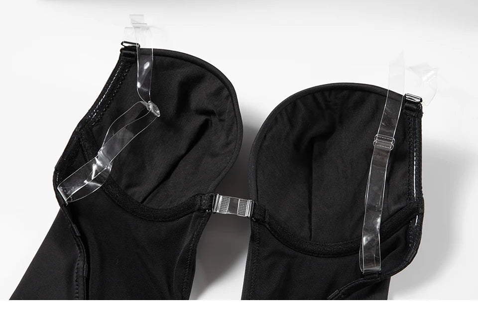 Backless Bodysuit Shapewear for Women Built-in Bra Multiple straps Thongs Body Shaper U Plunge Seam-free Faja with Open Crotch