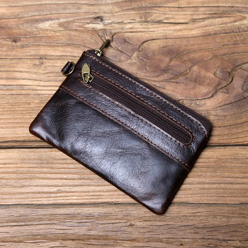Leather Coins, Suitable For Men, Women, Mini Zipper Wallets, Small Purses, Female Purses, First Layer Cowhide Male Cardhold