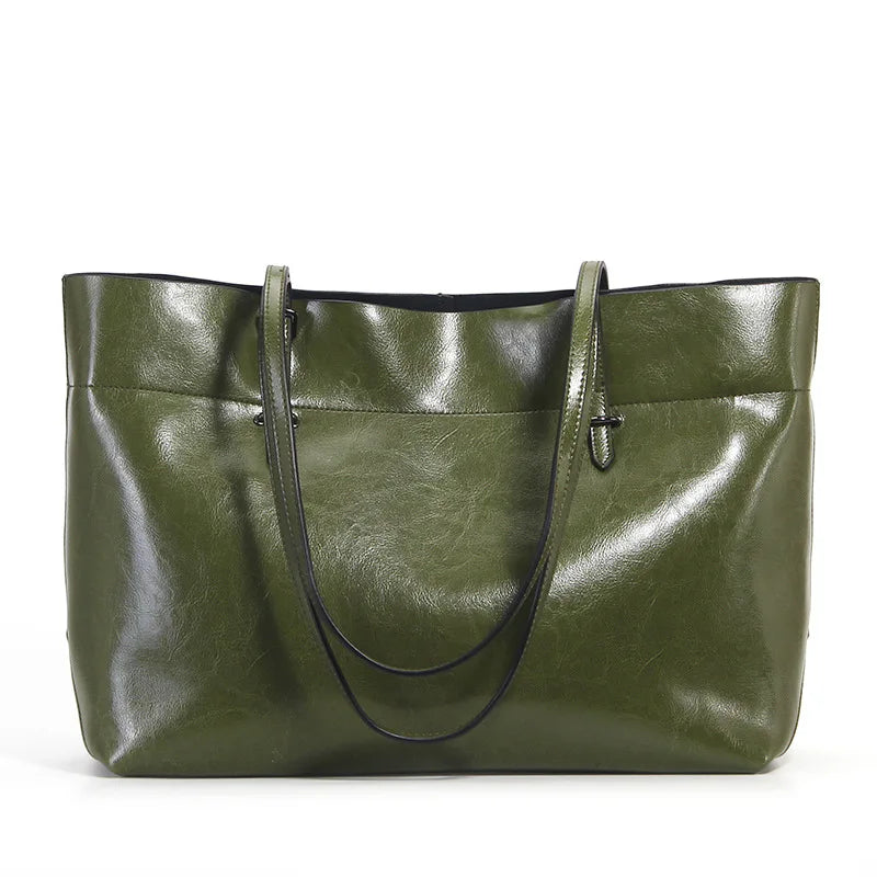 New Brown Women Handbag 100% Genuine Leather Female Shoulder Purse Ladies Black Tote Bag Large Capacity Shopping Bags