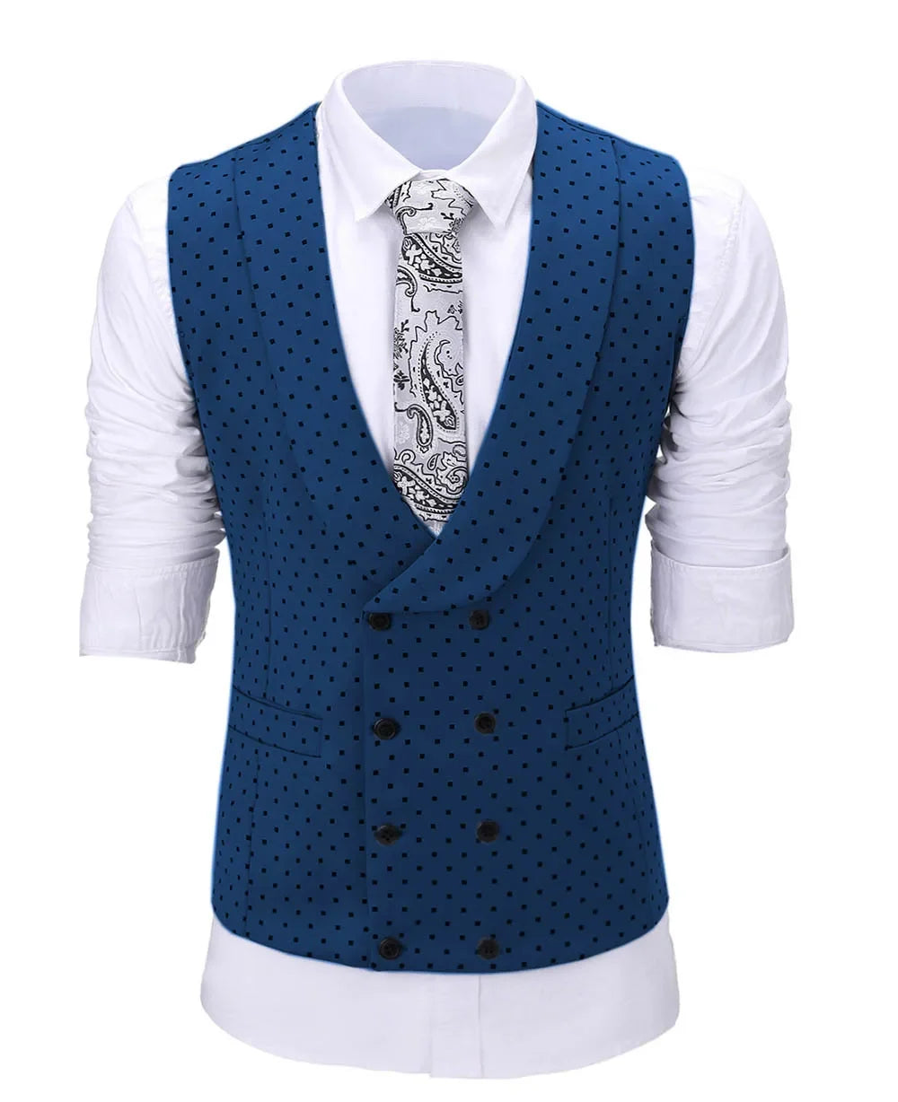 Men's Suit Formal Neck Square wave point leisure  Casual Waistcoat Formal Business Grey Navy Vest Groomman For Wedding Evening