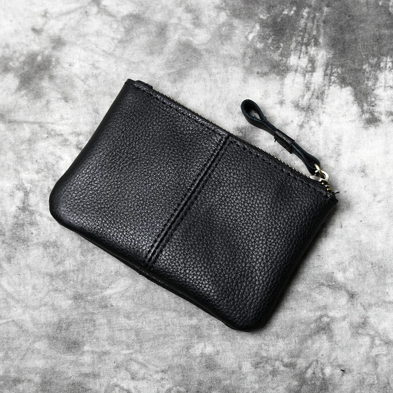 Leather Mini Men's Coin Wallet Retro Leisure First Layer Cowhide Lady's Change Purse Crazy Horse Leather Credit Card Bag