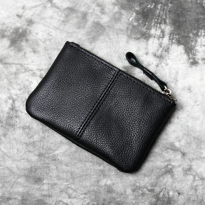 Leather Mini Men's Coin Wallet Retro Leisure First Layer Cowhide Lady's Change Purse Crazy Horse Leather Credit Card Bag