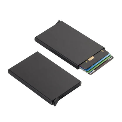 Nouveau portefeuille homme anti-RFID porte-cartes de crédit en cuir porte-cartes d'affaires en métal aluminium