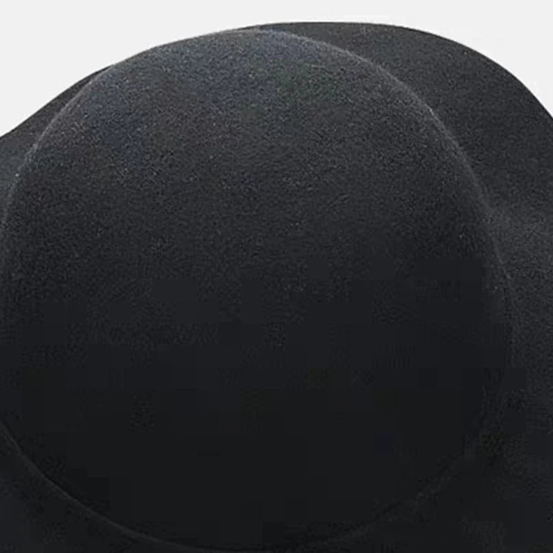 Women's Wide Brim Felt Bowler Faux Wool Fedora Hat Floppy Sun Bowknot Cloche Cap Bowlers Hat for Ladies gorros mujer invierno