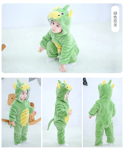 Winter Baby Rompers Baby Pijamas Panda Tiger Leopard Monkey Fox Animal Cartoon Hooded Jumpsuits Cosplay Costume Boys Girl Pajama