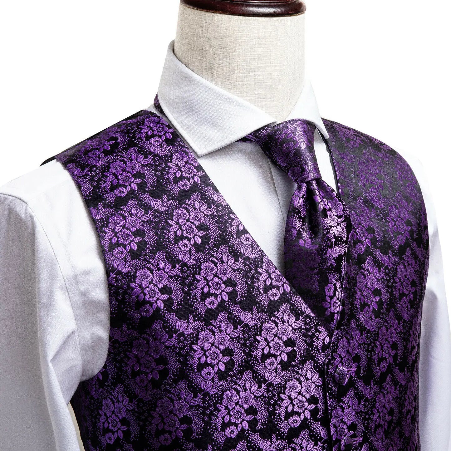 Green Mint Purple Mens Silk Vest Tie Jacquard Autumn Spring Suit Waistcoat Jacket Necktie Hanky Cufflinks for Men Wedding