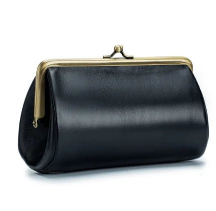 Leather Clip Bag Lady's Bag Dinner Wallet Vintage Design Leather Bag Women's Leather Bag Luxury Bag Woman Handbag Purse