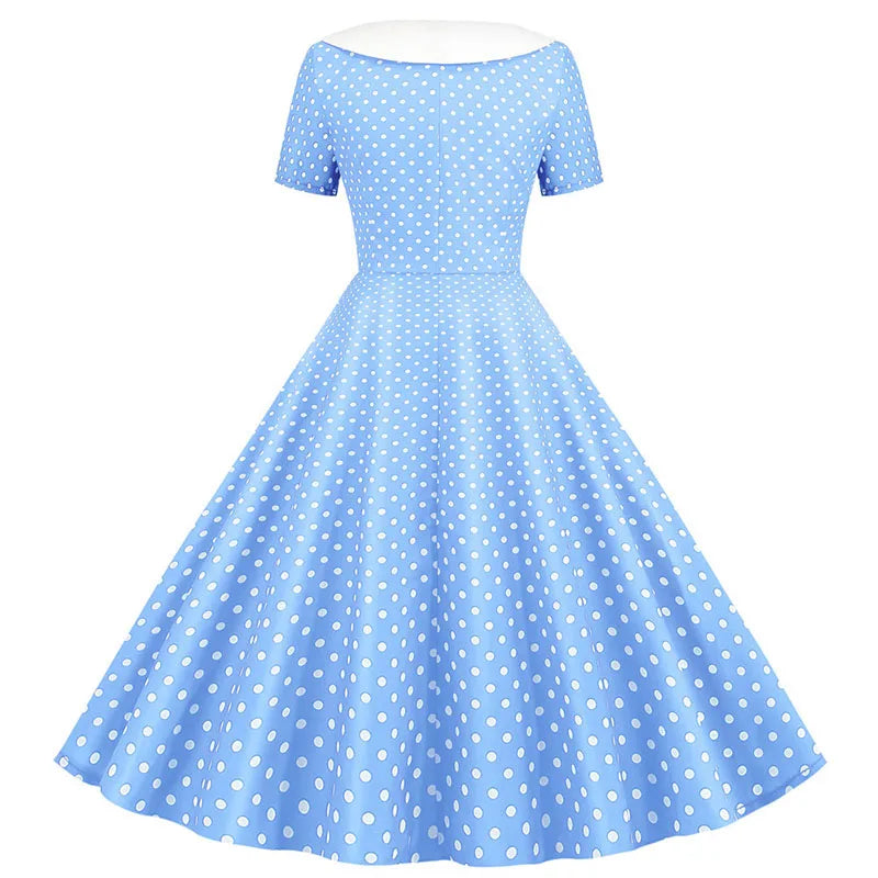 Summer Midi Dress Women Elegant Pink Vintage Party Sundress Casual Peter pan Collar Short Sleeve Dress