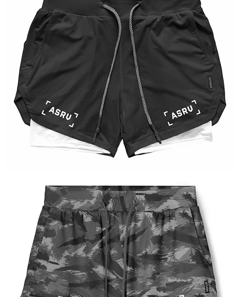 Men's Summer Quick Dry Running 2 in 1 Shorts Sports Jogger Short Pants Male Gym Fitness Training Sweatpants Plus Size M-5XL